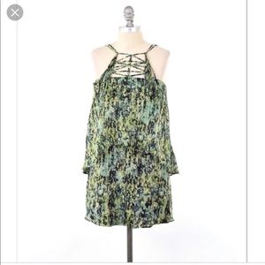 XXS BCBG Max Azria printed green mini dress